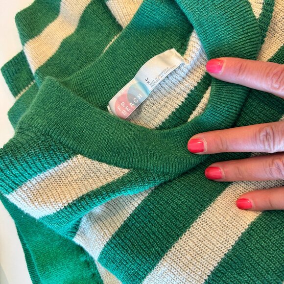 NWOT Free People Beach Malibu Surf Sweater Set in Green Bee Stripe L - Picture 3 of 3